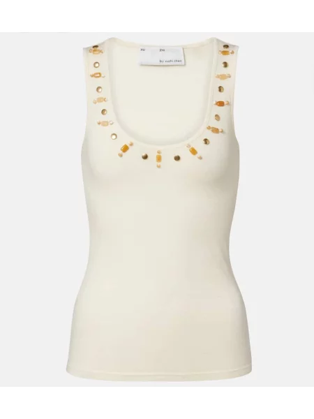 Podkoszulka Xu Zhi wełniana z koralikami biała