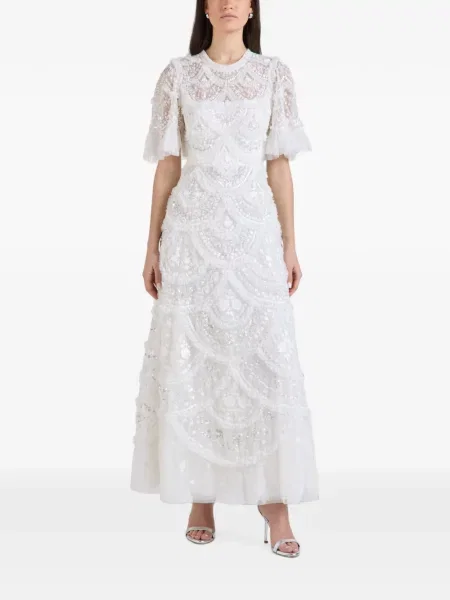 Rochie maxi Needle & Thread cu paiete alb