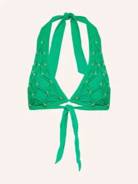 Pq Góra Od Bikini Wiązana Na Szyi Seaweed Z Ozdobnymi Perełkami gruen zielony