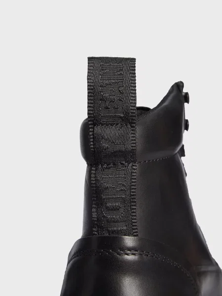 Кожаные ботинки Tommy Jeans на шнуровке черные