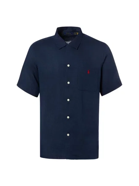 Polo Ralph Lauren koszula lniana z krótkim rękawem Mężczyźni Regular Fit len jednolity S niebieski