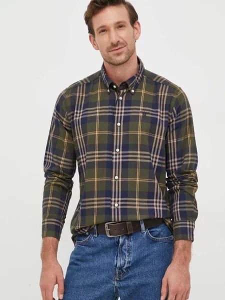 Barbour camasa din Edgar barbati cu guler button-down slim verde