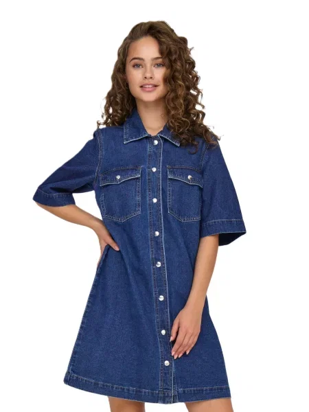 Rochie din denim Only albastru