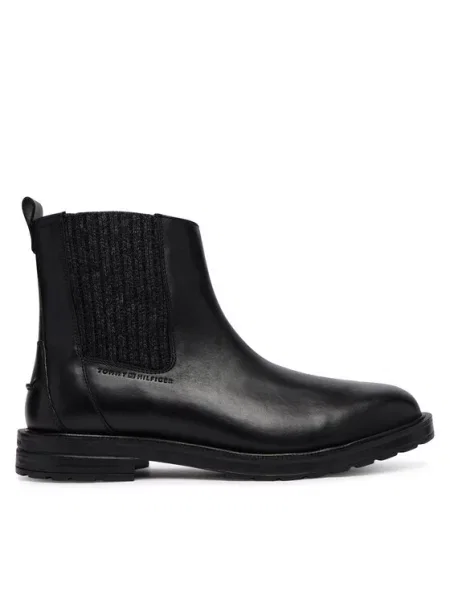 Μποτάκια Tommy Hilfiger Cleated Hilfiger Brush Wl Chel μαύρο