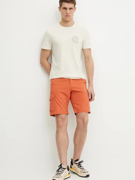 Футболка Fjallraven Hemp Blend Out Here з принтом бежевий