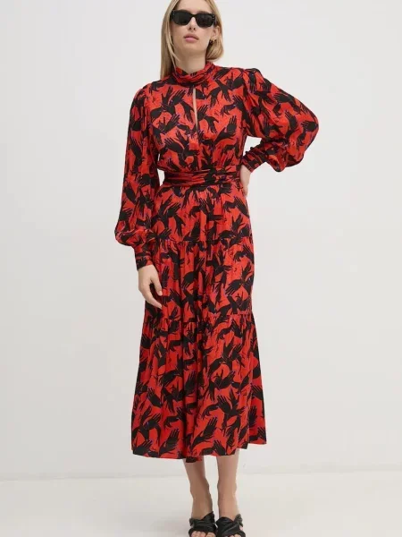 DIANE VON FURSTENBERG rochie rosu midi evazati