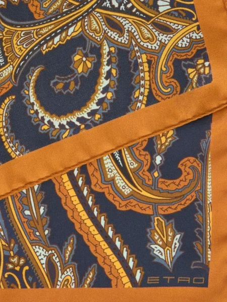 Fular Etro de mătase cu model paisley portocaliu