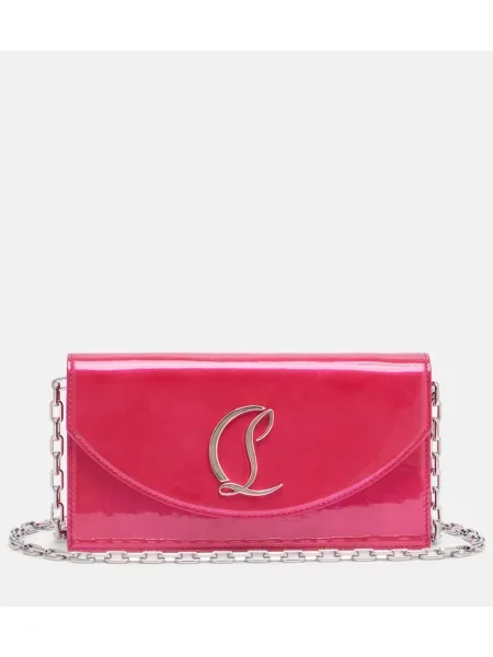 Usnjena lakirana pisemska torbica Christian Louboutin roza