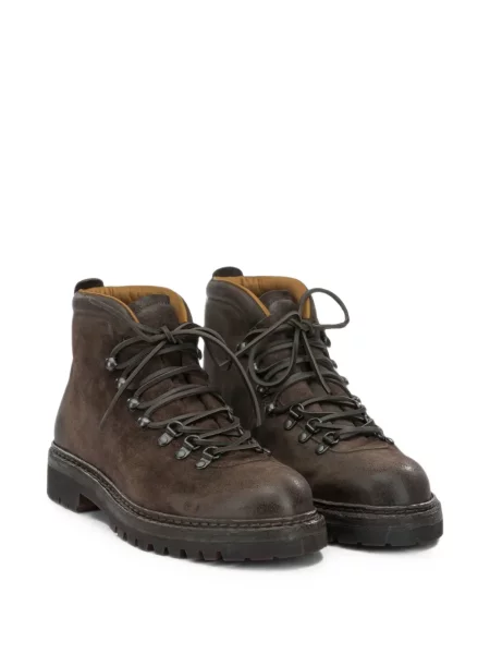 Botine Officine Creative cu șireturi din piele maro