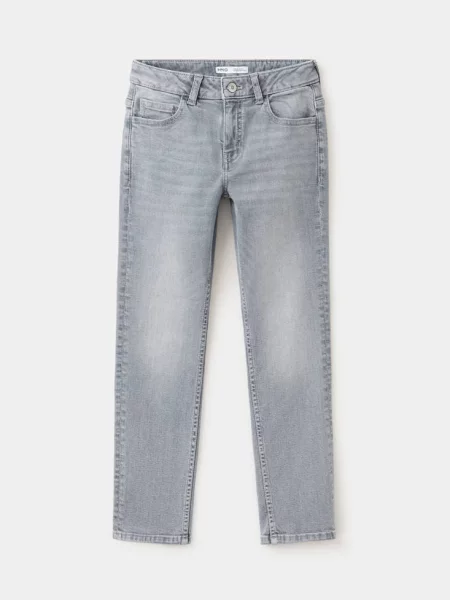 Jeansy slim fit z bawełny denim Dzieci 7 MANGO KIDS szary
