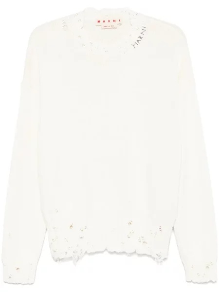 Pulover Marni cu decolteu rotund alb
