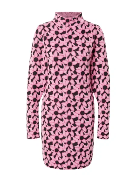 Warehouse Pletena obleka roza / svetlo roza črna