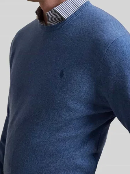 Sweter w kroju regular fit z czystej wełny Polo Ralph Lauren niebieski