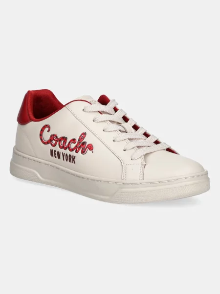 Кожени маратонки Coach High Line бежово