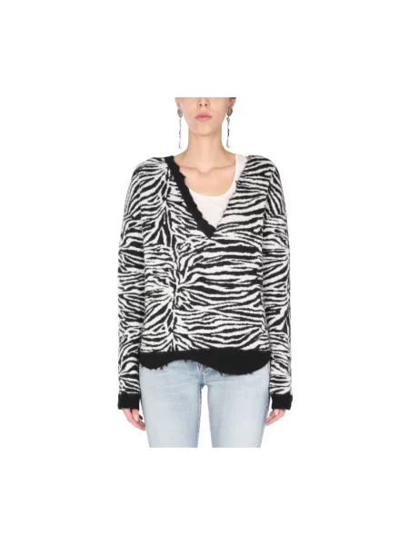 Sweter Saint Laurent wełniany asymetryczny czarny