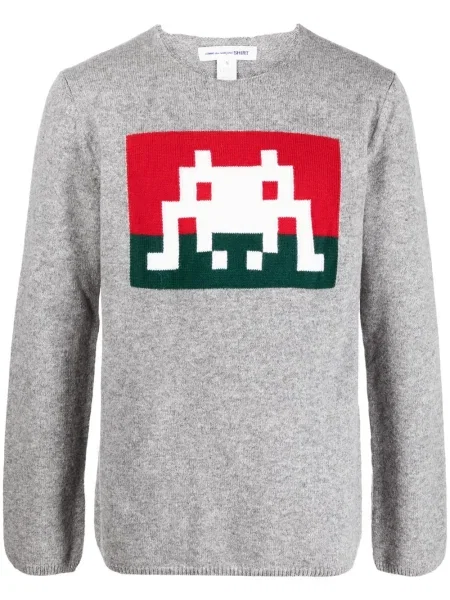 Pulover Comme Des Garçons Shirt cu imagine gri
