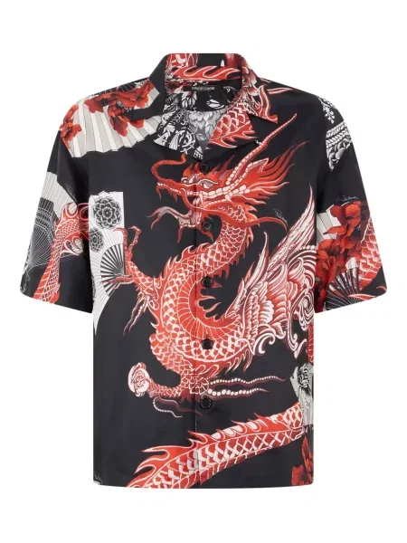 Svilena košulja Roberto Cavalli s printom crna