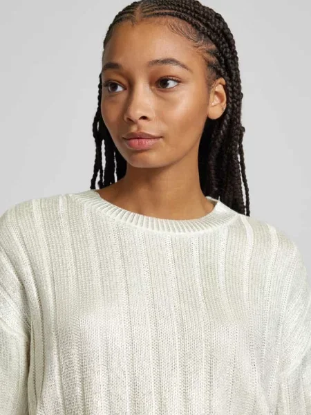 Sweter z dzianiny o kroju comfort fit z efektem metalicznym model ‘Kama’ Only