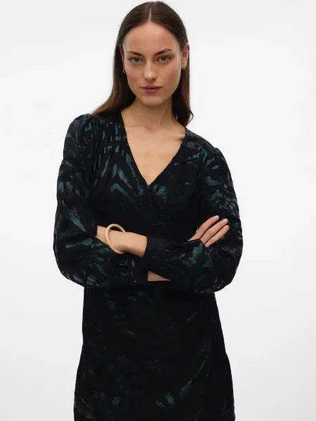 VERO MODA Rochie VMCARLA verde închis negru