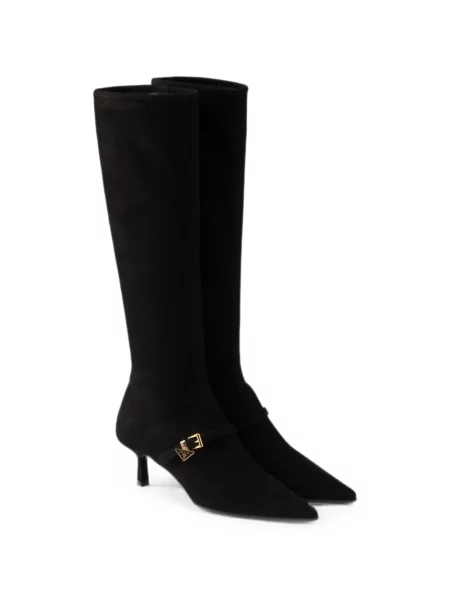 Botine Prada din piele de căprioară negru
