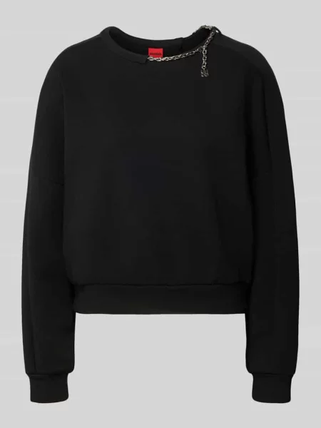 Bluza o kroju boxy fit z mieszanki bawełny model Denrietta' Hugo czarna