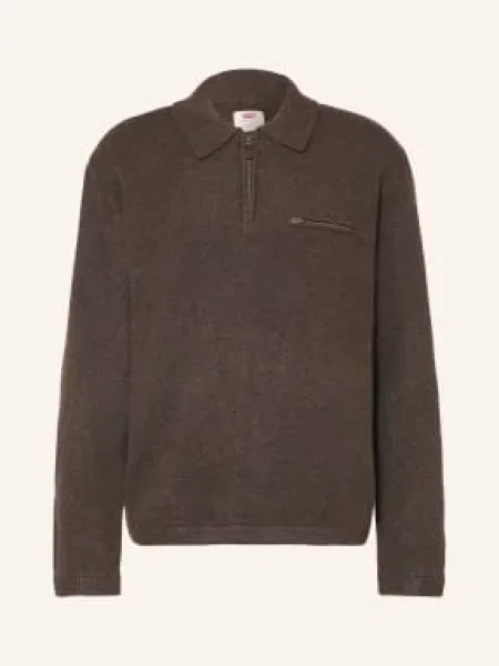 Levi's® Pletená Polokošile S Volným Střihem tmavě hnědá