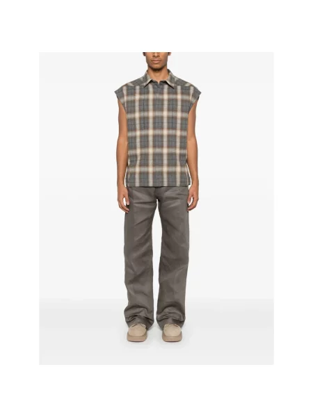 Lniane spodnie Rick Owens szare