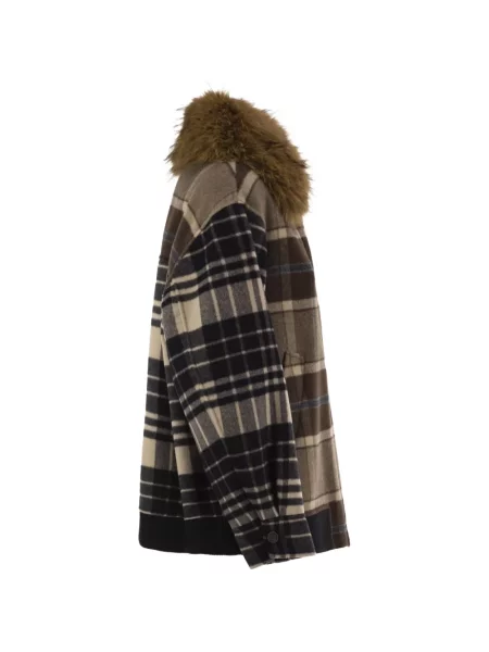 Geacă Weekend Max Mara de lână în carouri maro