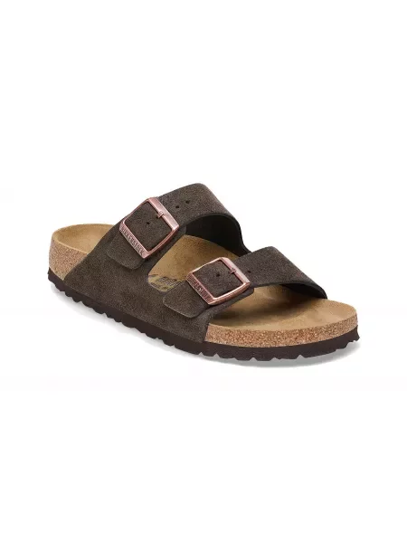 Klapki Birkenstock zamszowe brązowe