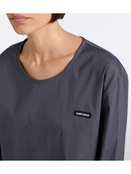 Tricou Miu Miu din poplin gri
