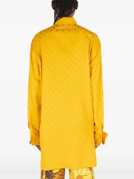 Cămașă Roberto Cavalli cu model piele de șarpe galben