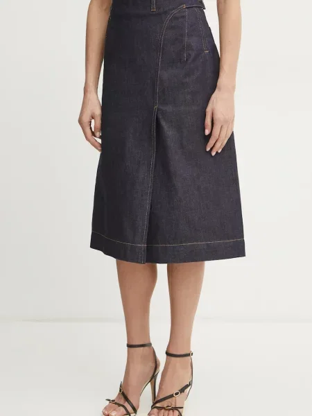 Fustă midi Victoria Beckham până la genunchi albastru