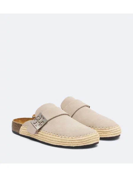 Saboți Tory Burch din piele de căprioară bej