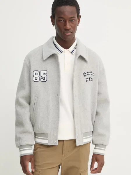 Tommy Jeans geaca barbati gri de tranzitie alb