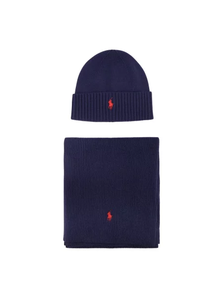 Szal Polo Ralph Lauren wełniana granatowa