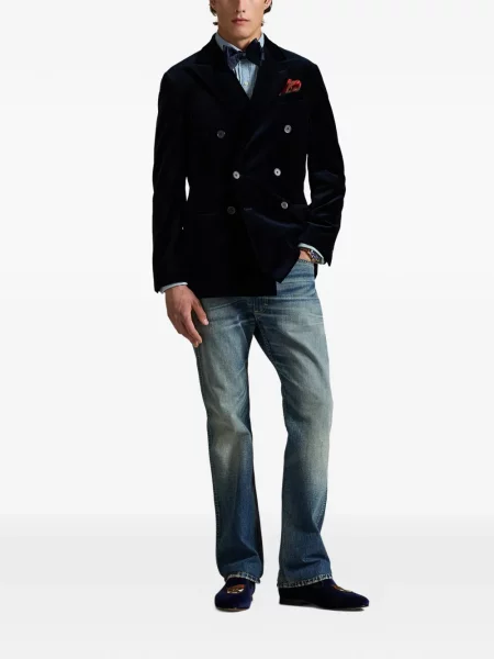 Șosete Polo Ralph Lauren cu model herringbone cu broderie plasă albastru