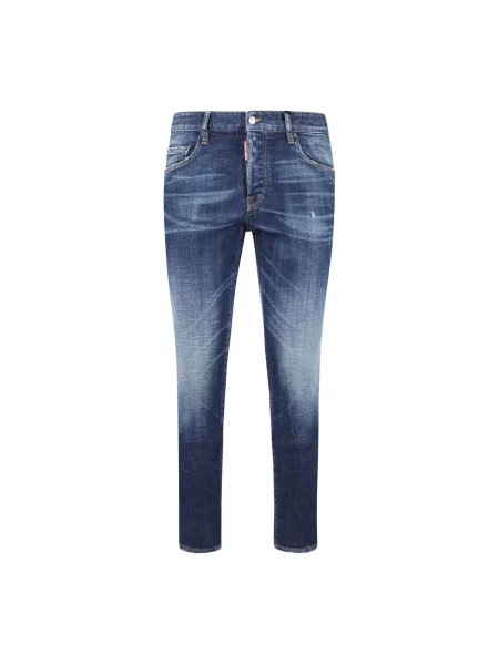 Jeansy Dsquared2 skórzane wiązane czarne