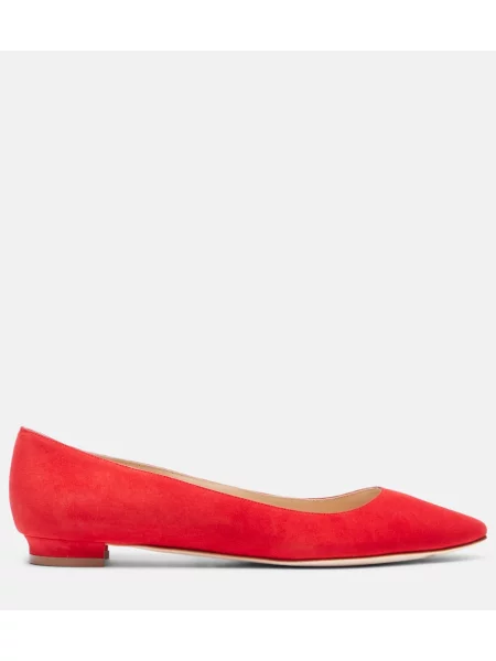 Balerini Manolo Blahnik din piele de căprioară roșu