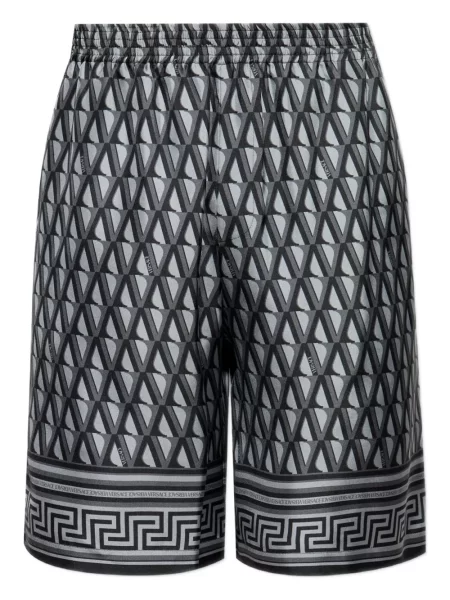 Pantaloni scurți Versace de mătase gri