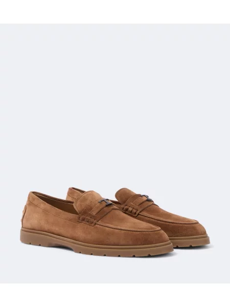 Pantofi loafer Tod's din piele de căprioară maro