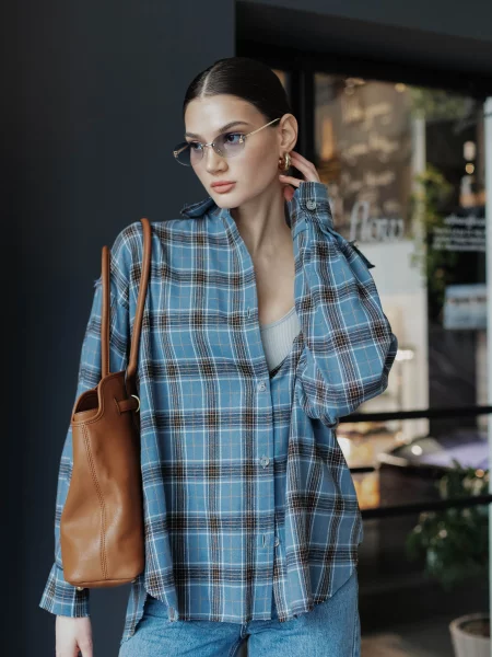 Рубашка Jadone Fashion голубая