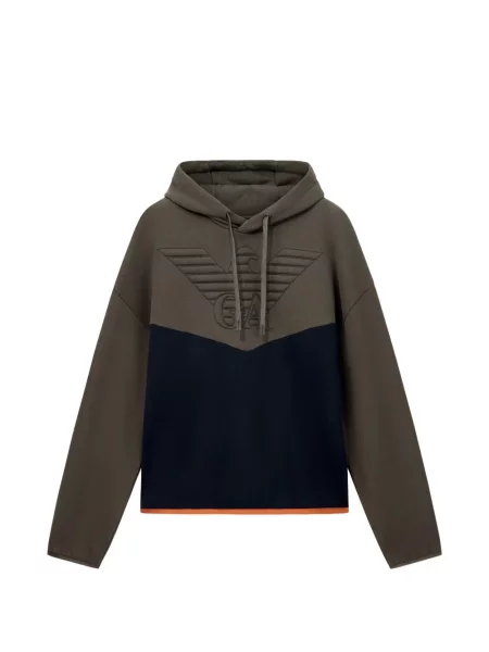 Hanorac cu glugă Emporio Armani cu broderie verde