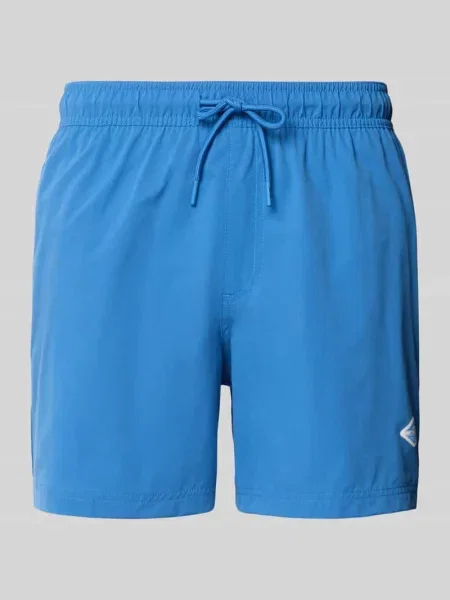 Spodenki kąpielowe o prostym kroju z detal z logo model Maui' Jack & Jones niebieskie