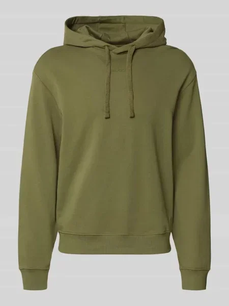 Bluza z kapturem o kroju relaxed fit z czystej bawełny model Dapo' Hugo oliwkowa