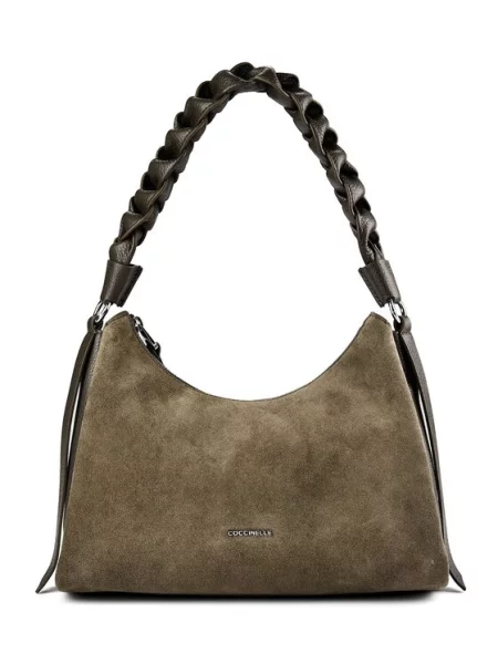 Coccinelle torebka hobo zamszowa BOHEME SUEDE BIMATERIAL zielona
