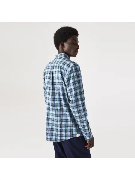 Lacoste Koszula W Kratę Regular Fit niebieska
