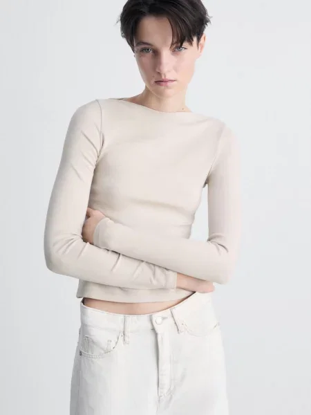 Лонгслів MANGO бежевий