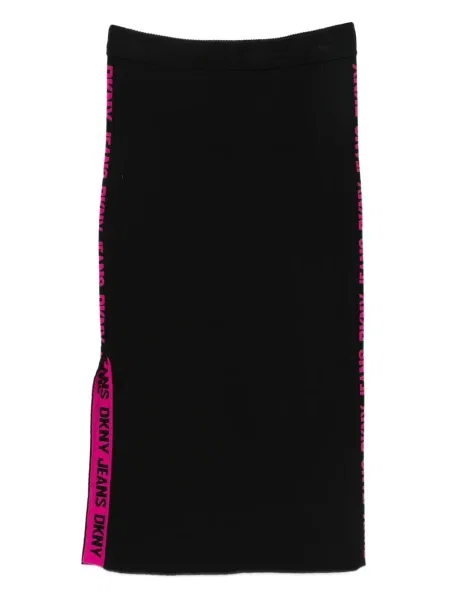 Fustă midi Dkny cu dungi până la genunchi negru
