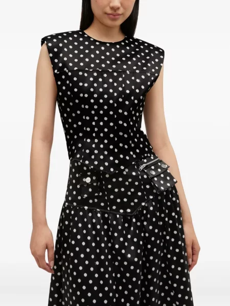 Top Ganni cu buline negru