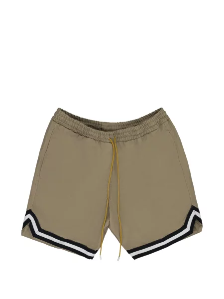 Slip de baie Rhude cu dungi din țesătură twill verde